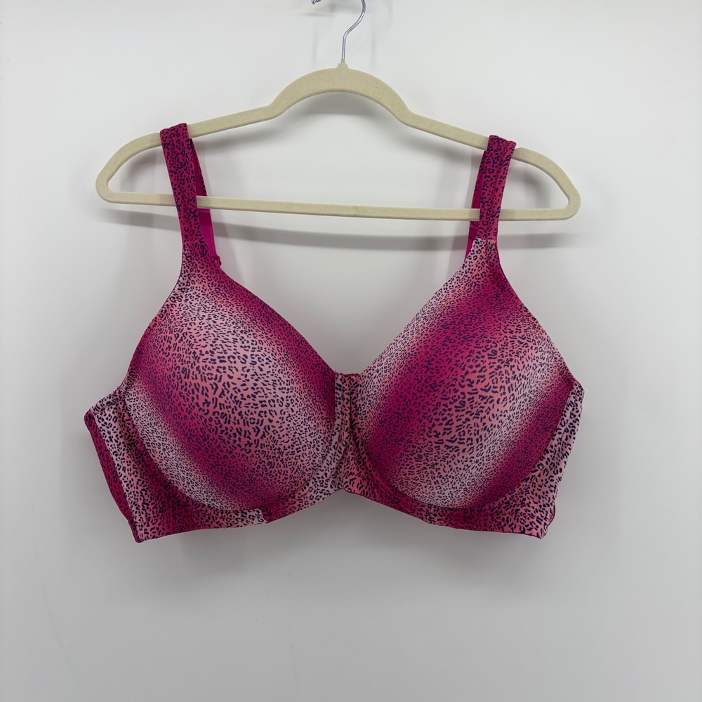 Leading Lady Womens 46C Pink Leopard Print Full Coverage Underwire Bra 5028